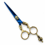 Luxury Antique Gold & Sapphire Blue Hair Cutting Shears