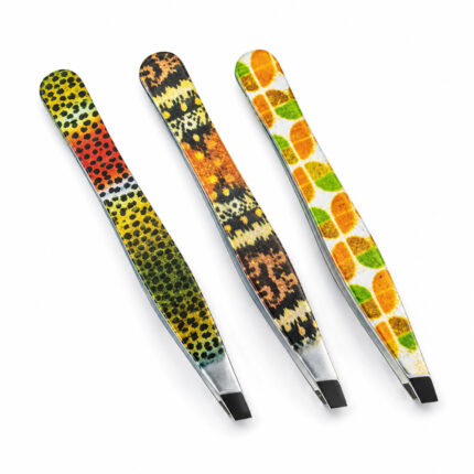 Professional Eyebrow Tweezers Set (3-Piece Safari Animal Print Edition)