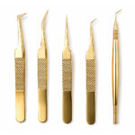 Eyelash Extension Tweezers & Lash Lift Tool Set (Gold Edition)